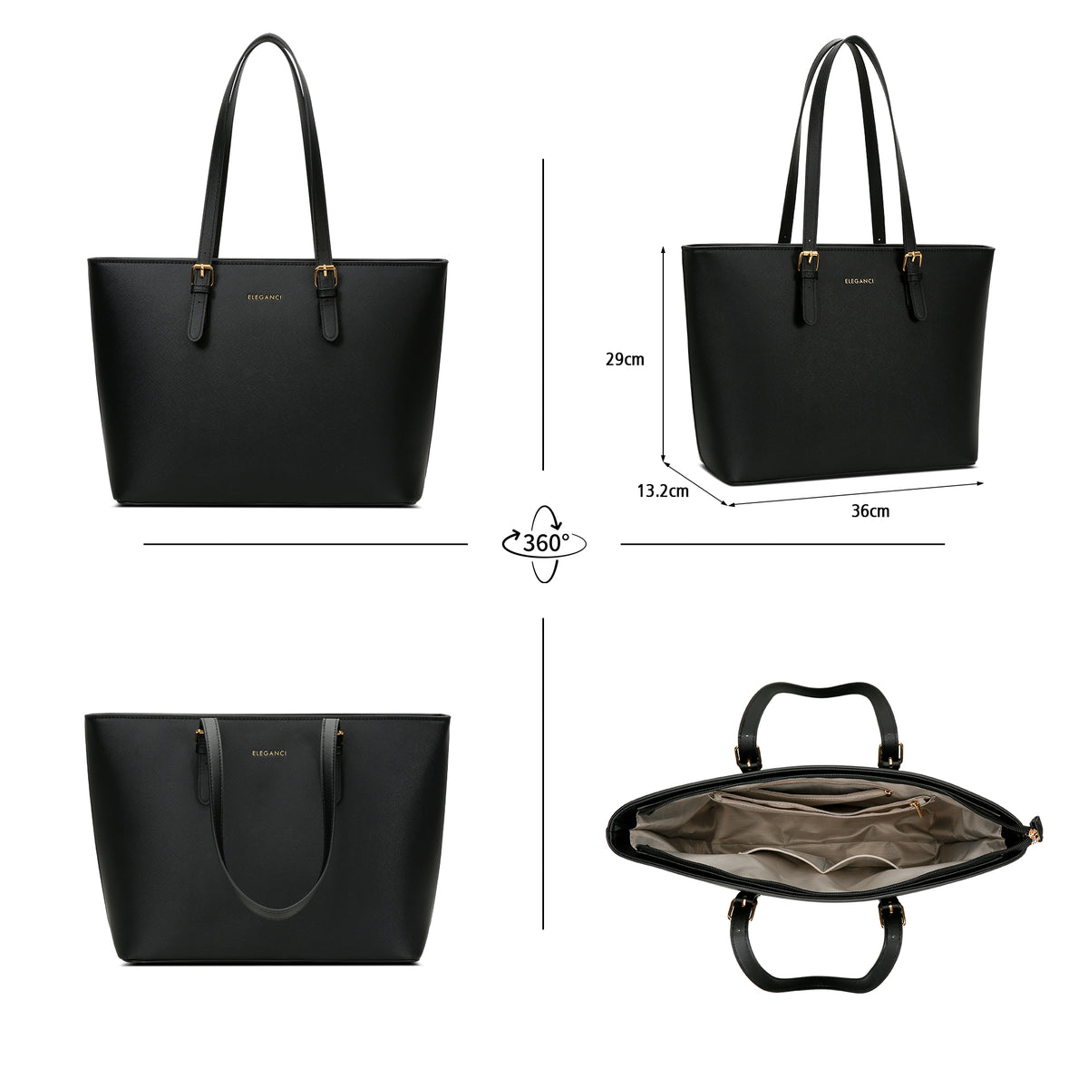 Eleganci Emily EL-22 Black/Gold – Overzicht van de tas en details