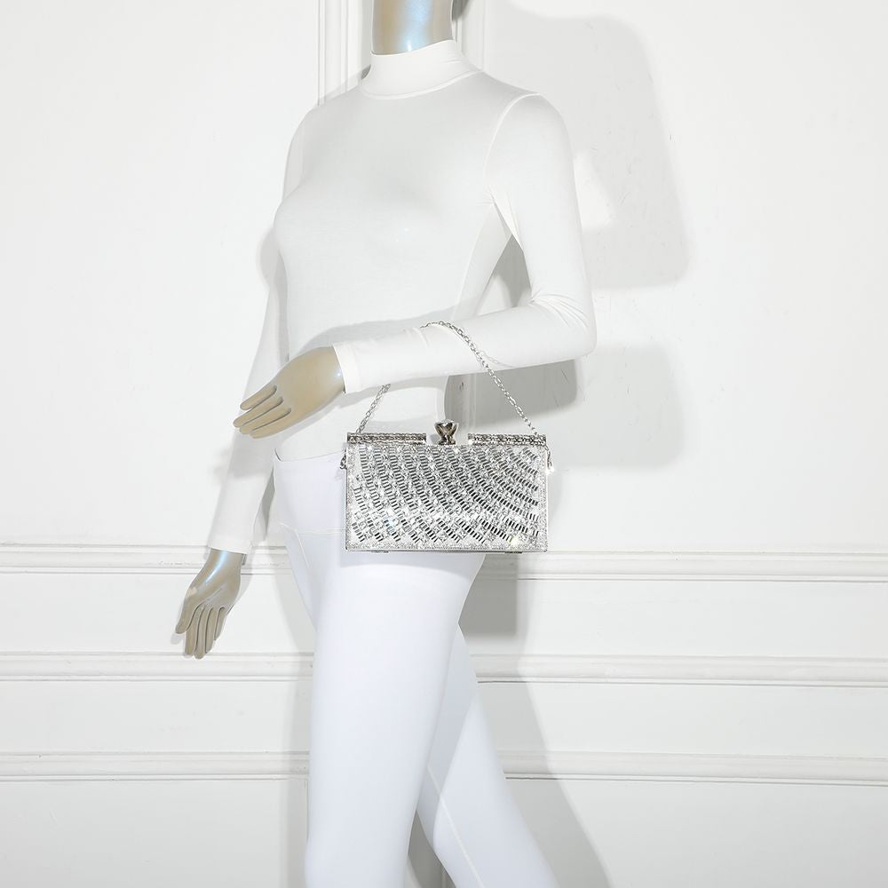 Gallantry Kaja – Embellished evening clutch in Silver