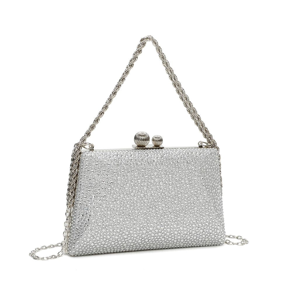 Gallantry Lieve – Rhinestone frame bag in Silver
