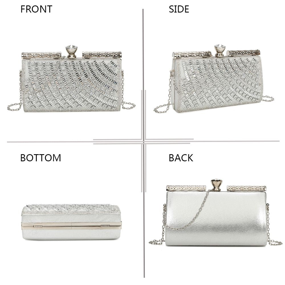 Gallantry Kaja – Embellished evening clutch in Silver