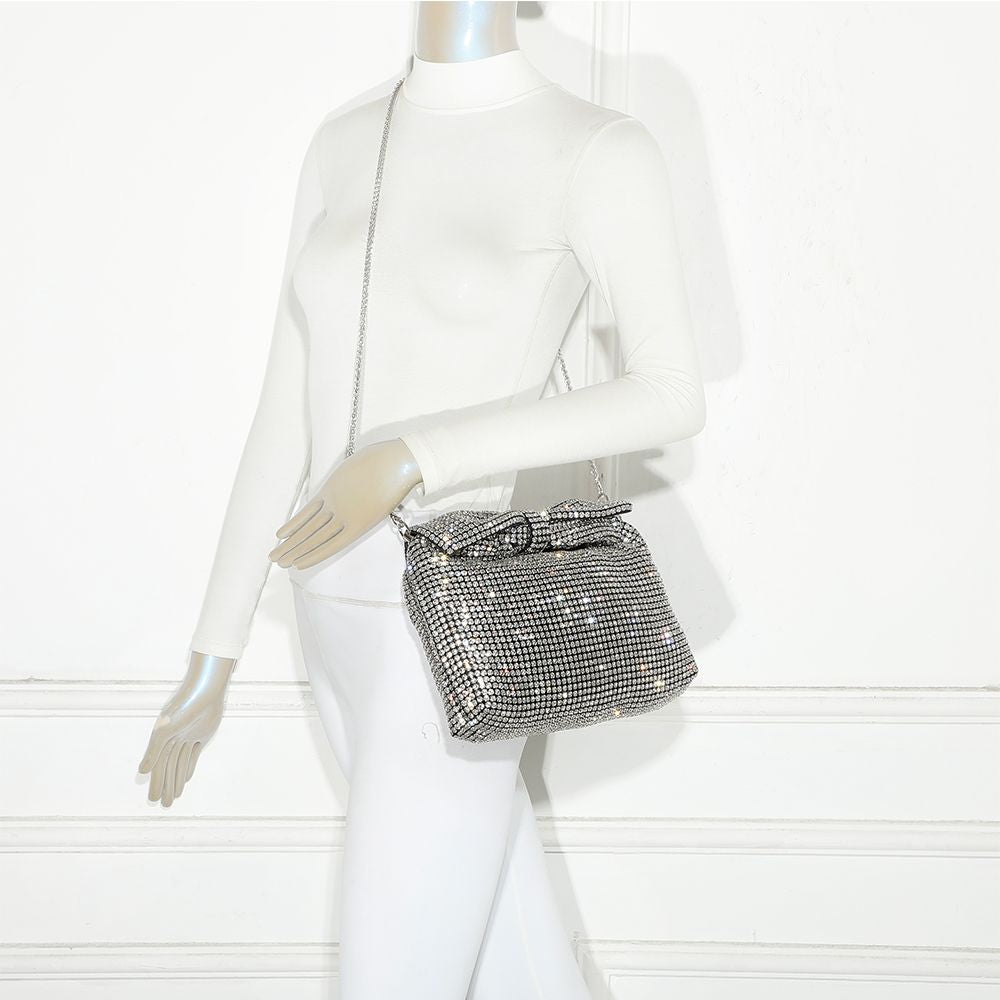 Gallantry Willemijn – Rhinestone knot bag in Silver