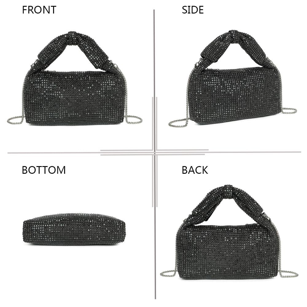 Gallantry Willemijn – Rhinestone knot bag in Black