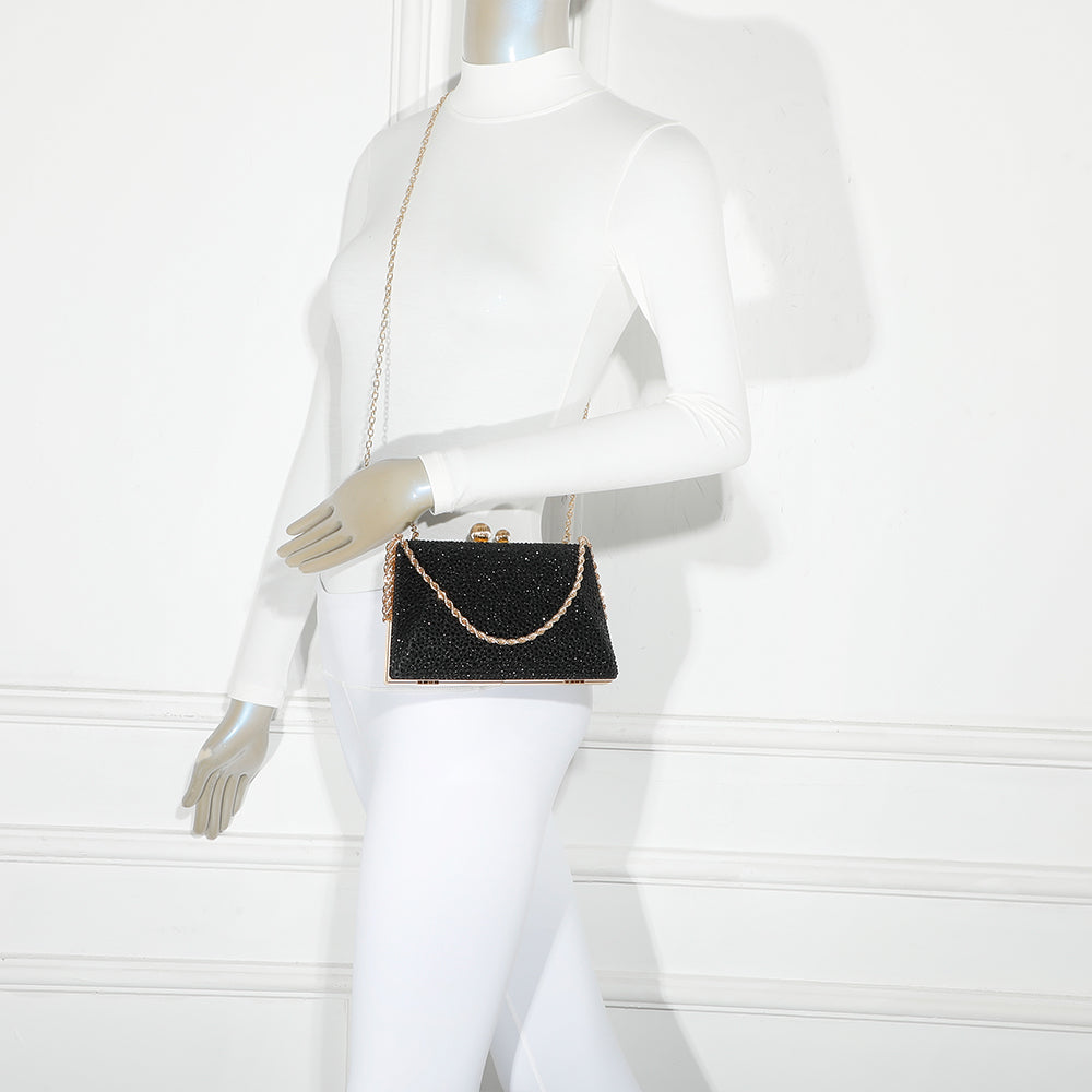 Gallantry Lieve – Rhinestone frame bag in Black