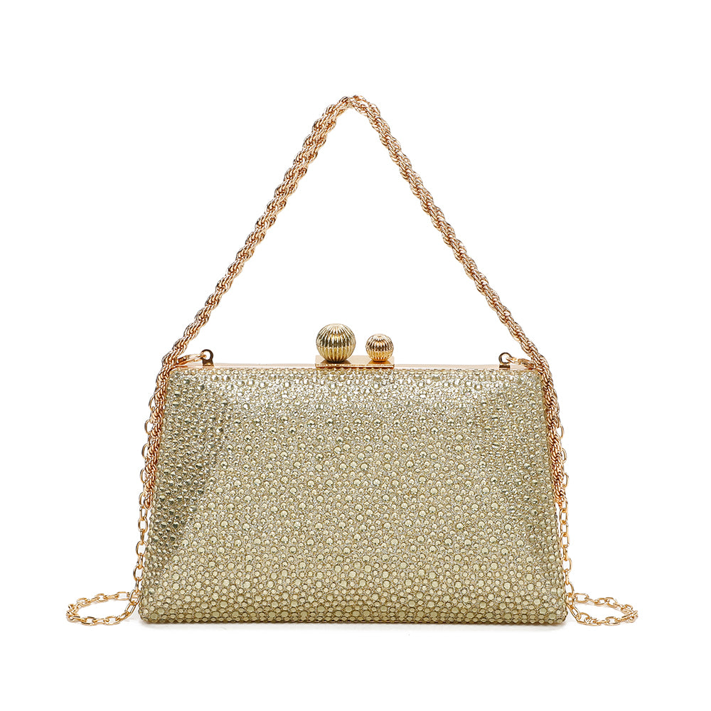 Gallantry Lieve – Rhinestone frame bag in Gold
