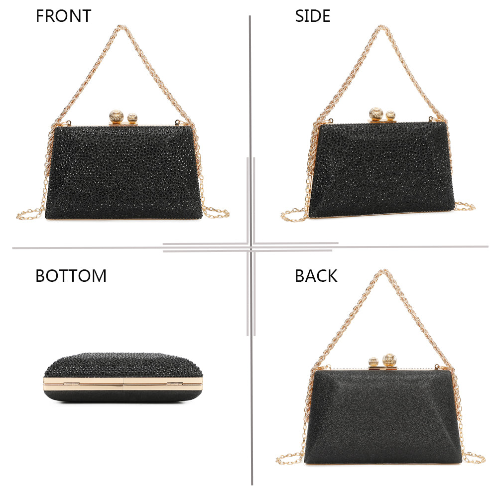 Gallantry Lieve – Rhinestone frame bag in Black