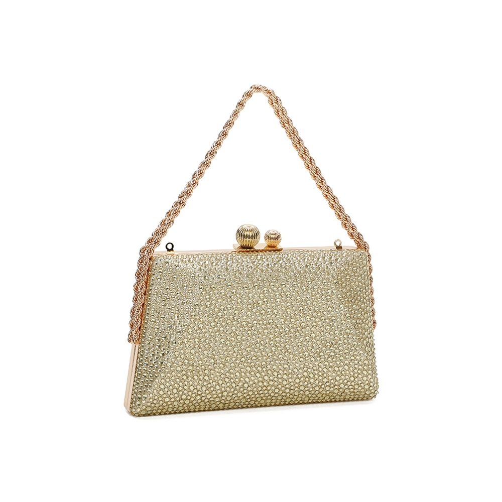 Gallantry Lieve – Rhinestone frame bag in Gold