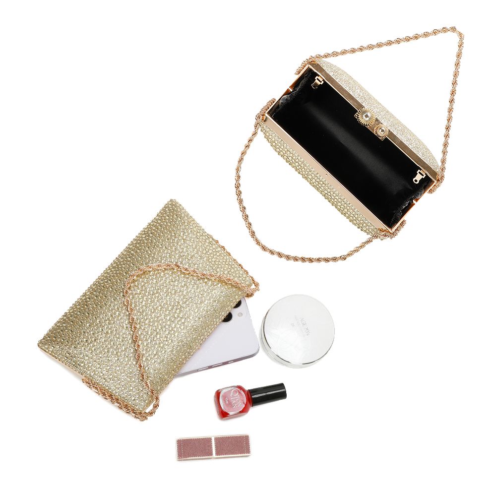 Gallantry Lieve – Rhinestone frame bag in Gold