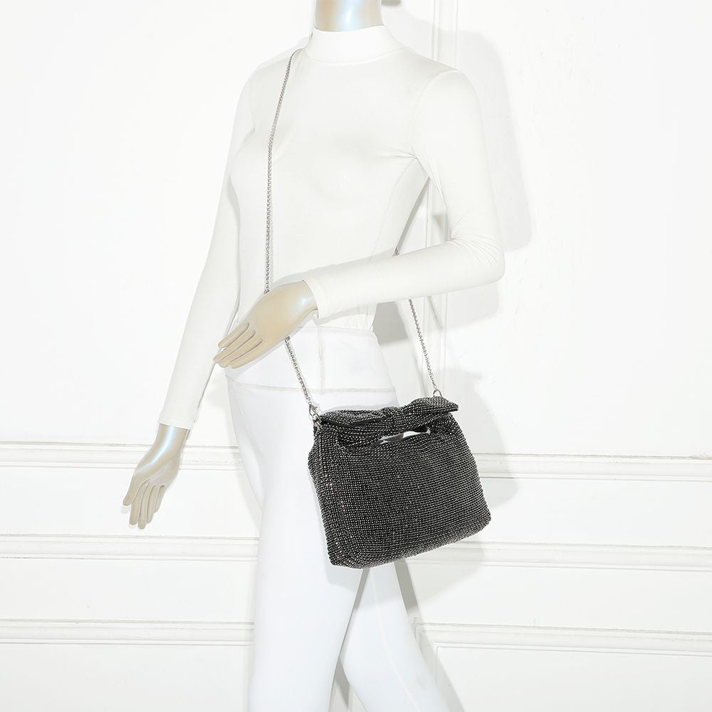 Gallantry Willemijn – Rhinestone knot bag in Black