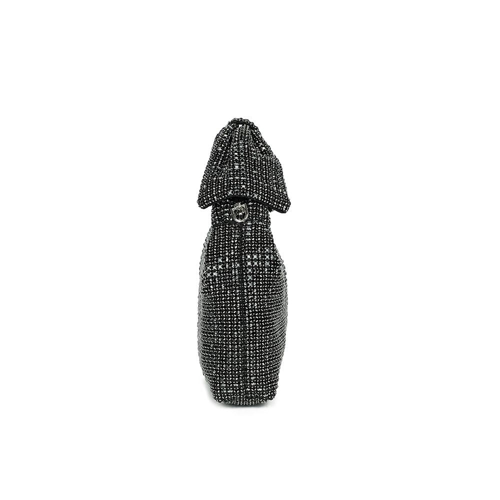 Gallantry Willemijn – Rhinestone knot bag in Black