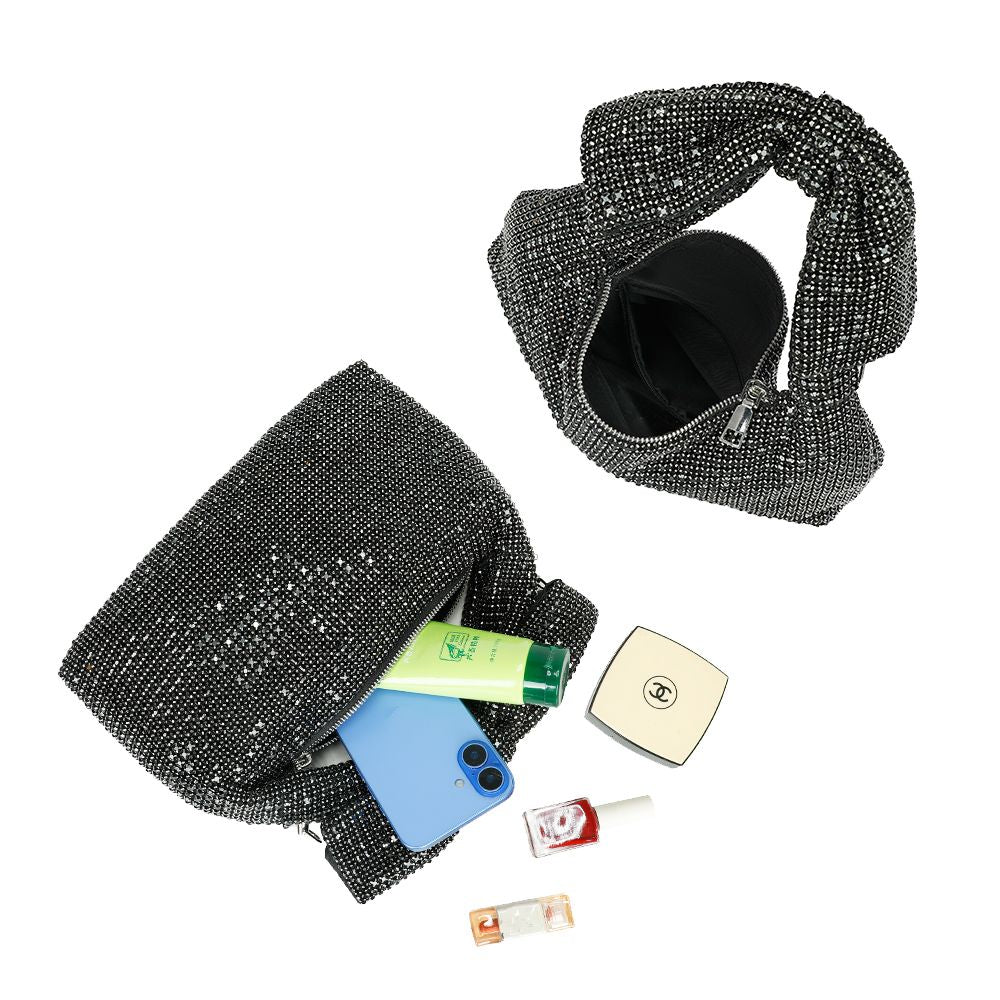 Gallantry Willemijn – Rhinestone knot bag in Black