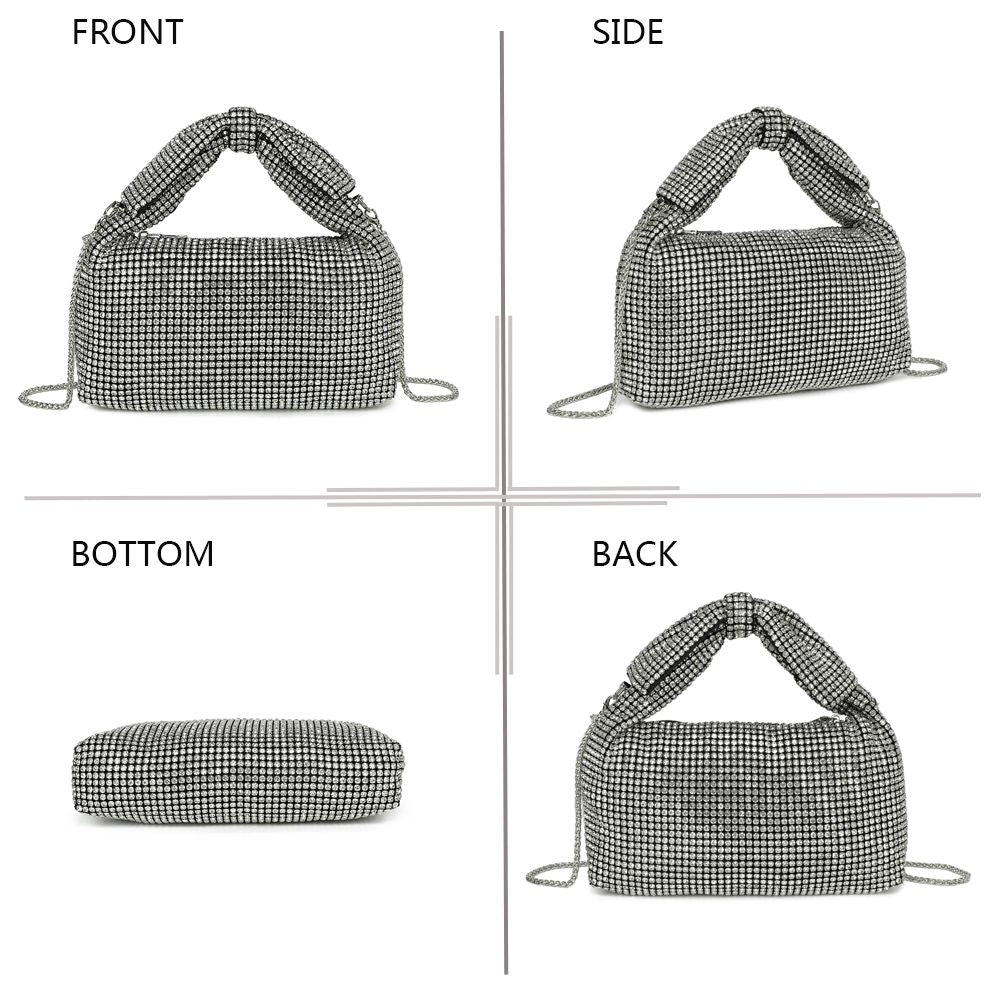 Gallantry Willemijn – Rhinestone knot bag in Silver